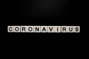 Coronavirus on black background