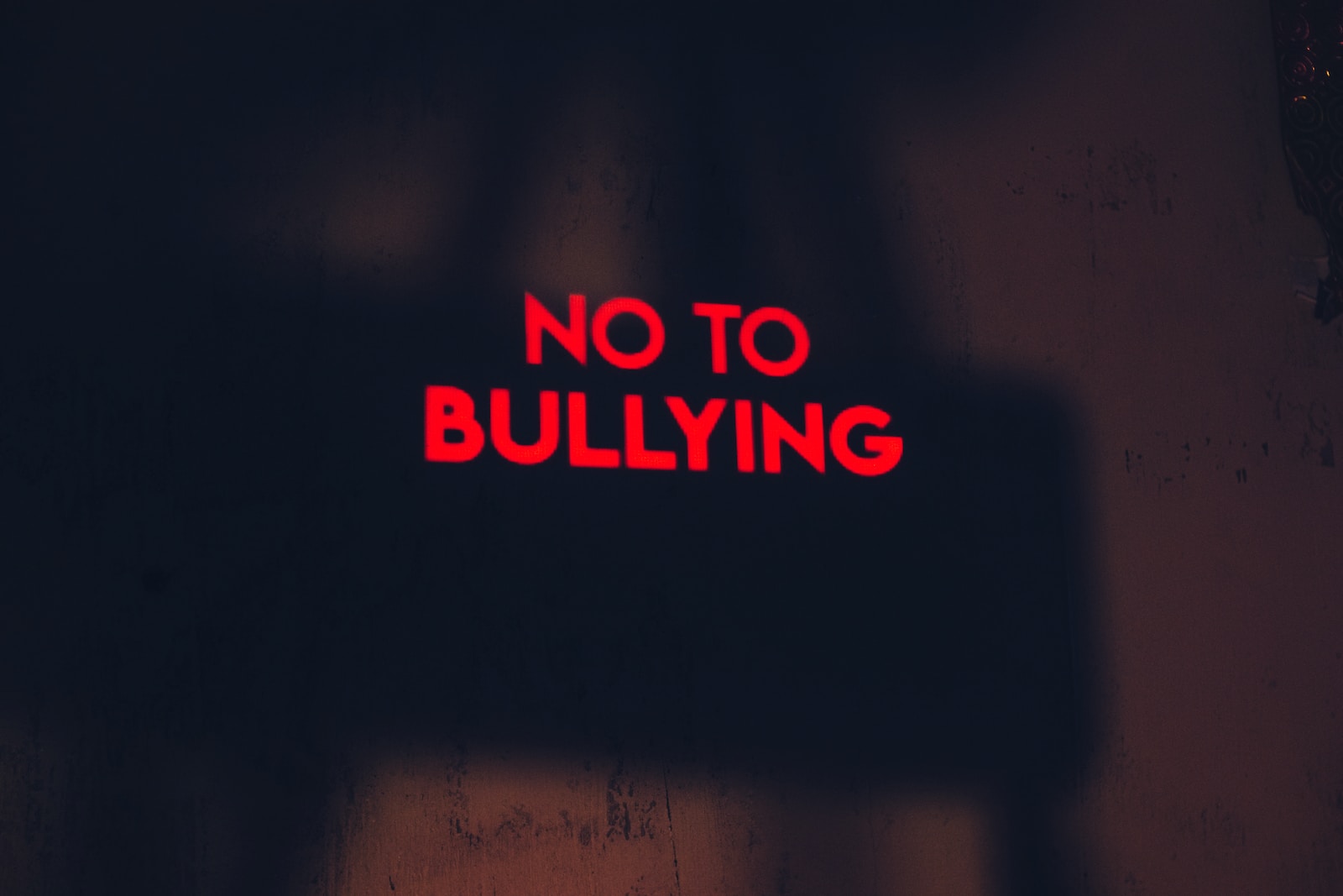 a red sign that says no to bullying